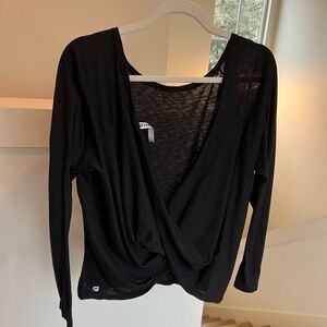 Fabletics Black CrissCross Low Back Ballet Style Athletic Top Womens Size Large